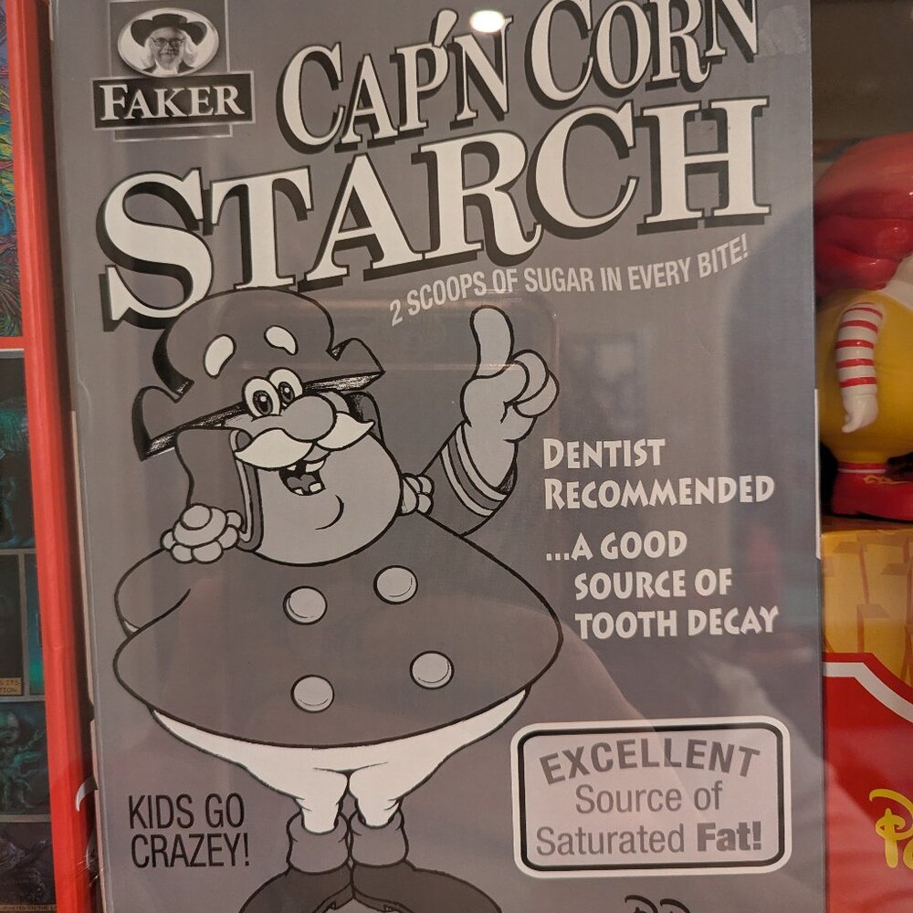 Cap'n Cornstarch Monotone Cereal Killers by Ron English Vinyl Figure - LE